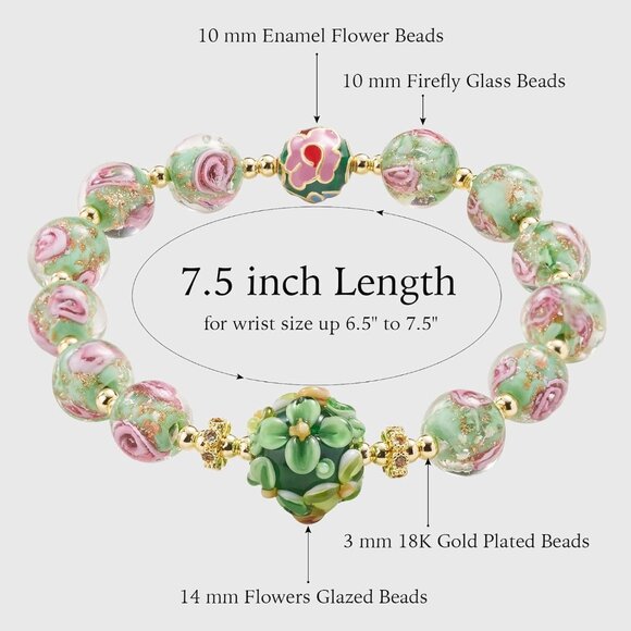 Luminous Murano Glass Bracelet - Chic Glow in The Dark Green Jewelry for Women - Picture 5 of 7